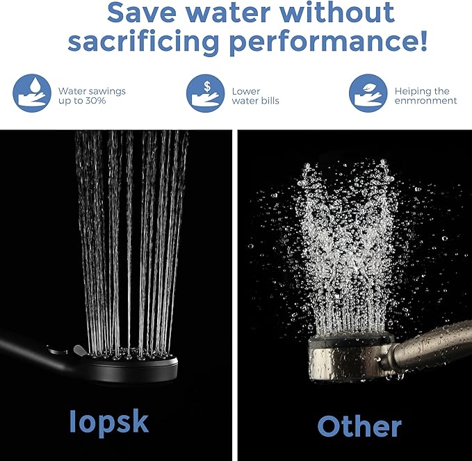 Shower Head with Handheld 7 Spray Combo,Hand Held Showerhead with On/Off Switch,High Pressure Detachable Shower Heads with 60" Long Hose (Matte Black)