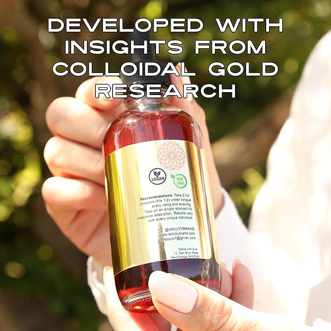 Liquid Colloidal Gold 24k 99.99% Pure 100ppm Ruby Red Water Based All Natural Electrolysis 4oz Glass Bottle