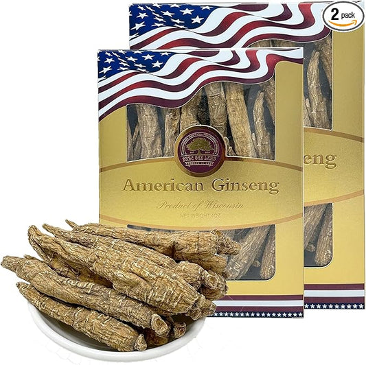 Wisconsin American Ginseng, American Wisconsin Ginsengss Slices Root 西洋参/花旗参 Energy for Men & Women Ginseng in Soup, Tea Smoothies 4 Ounce Box of 2 Medium Long-Branch