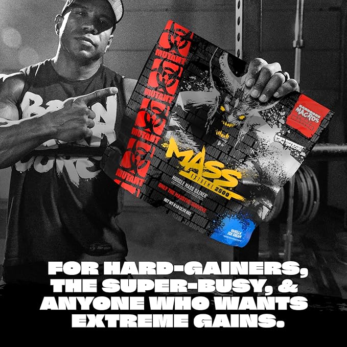 Mutant Mass Extreme Gainer – Whey Protein Powder – Build Muscle Size and Strength – High Density Clean Calories (Cookies and Cream, 12 lbs)