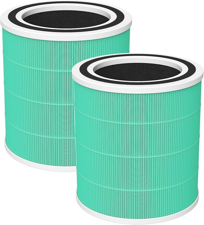 2 Pack AC400 Air Purifi-ers Replacement Filt-er for Purivortex AC400 Air Purifi-er, 3-in-1 HEPA Technology High Efficiency Toxin Absorber Filt-er, Green