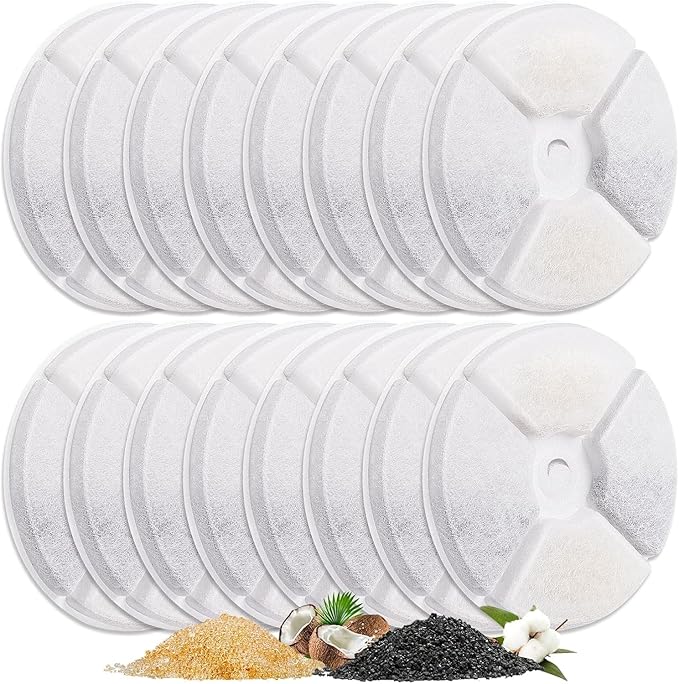 Cat Water Fountain Filter, 16 Pack Pet Fountain Filters, Pet Fountain Filter Replacement, Cat Water Filter Replacement for Pet Water Fountain