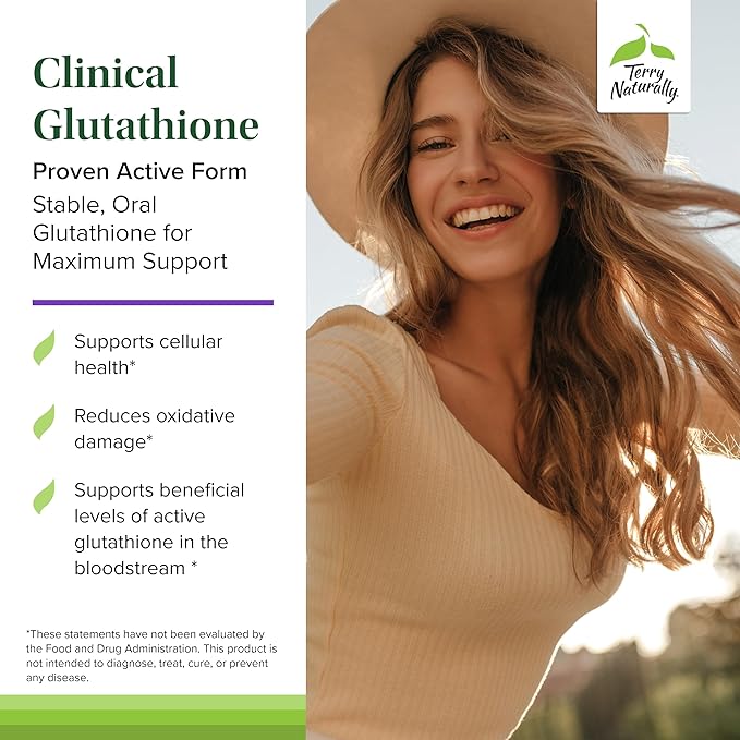 Terry Naturally Clinical Glutathione - Antioxidant Supplement for High Absorption - Dietary Supplement with L-Glutathione - Vegan Supplement to Support Cell Health - 60 Slow Melt Tablets (Pack of 3)