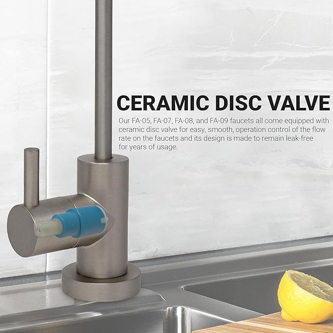 Non-airgap RO Faucet Reverse Osmosis Drinking Water Filtration System Water Dispenser Spout (Satin Nickel). Euro Style with Faucet Wrench. NSF Certified.