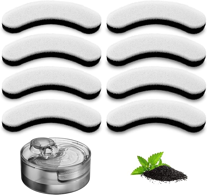 Compatible with DF10 & DF30 Automatic Pet Water Dispenser, Water Filter Replacement, Carbon Cat Water Fountain Filters, Triple Filtration Pet Fountain Filters (8 Filters)