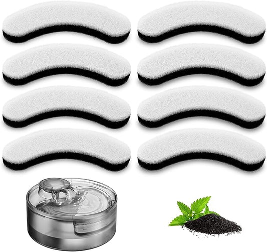 Compatible with DF10 & DF30 Automatic Pet Water Dispenser, Water Filter Replacement, Carbon Cat Water Fountain Filters, Triple Filtration Pet Fountain Filters (8 Filters)