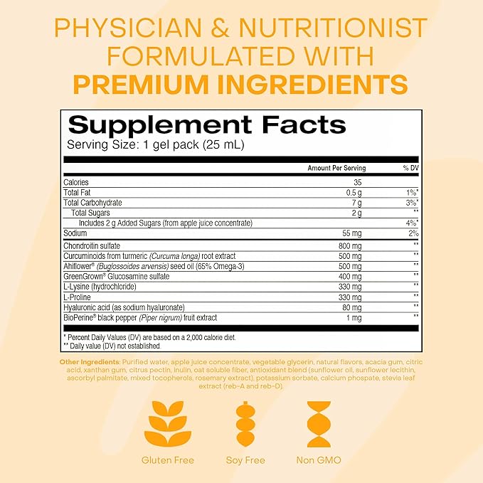 Healthycell Joint Health & Mobility Daily Liquid Supplement - Joint Support Supplement, Inflammation Response, Cartilage & Flexibility with Curcumin, Glucosamine & Chondroitin - 14 Gel Packs