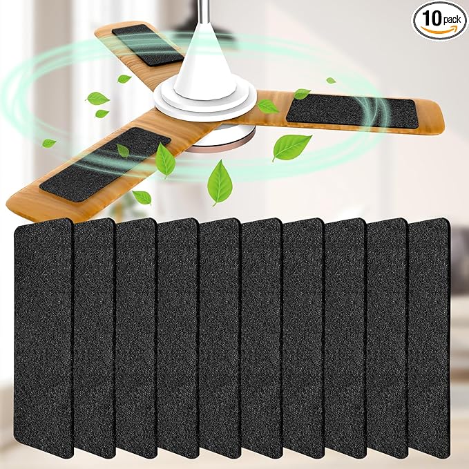 Ceiling Fan Filters for Blades, 10Pcs Activated Coconut Shell Carbon Ceiling Fan Air Purifier Pads, Easily Sticks Unscented Air Filters for Common Household Contaminants