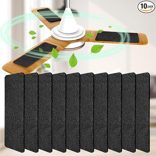 Ceiling Fan Filters for Blades, 10Pcs Activated Coconut Shell Carbon Ceiling Fan Air Purifier Pads, Easily Sticks Unscented Air Filters for Common Household Contaminants