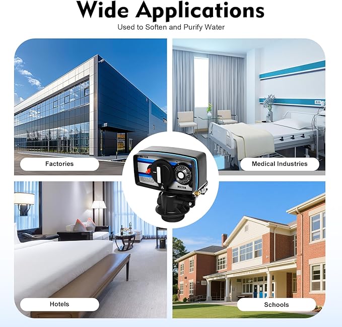 Whole House Water Softener Valve, 5600SM Flow Type Digital Control Valve for Water Softeners, 110V Automatic Operating Digital Timer Filter Control Head Valve Water Filter Softeners Resin