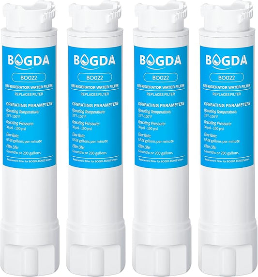 BOGDA Water Filter Fit for EPTWFU01 Frigi-Daire Replacement 4 count, RWF5800A Compatible with Pure-Source Ultra 2, EWF-02, 012505454226, 4562222, Multiple Filtration and Drink Clear, white