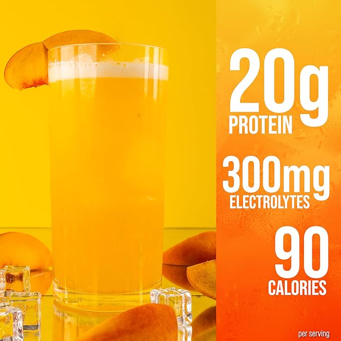 Rule 1 Clear Whey Isolate - 20g All-whey Isolate Protein, Over 9g EAAs, 300mg of Electrolyte Minerals, 90 Calories, Light, Crisp, and Refreshing Taste (27 Servings, Peach Mango)