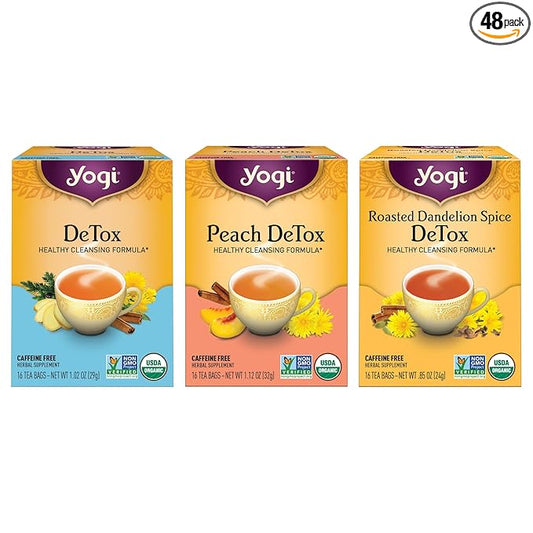 Yogi Herbal DeTox Variety Pack (3 Pack) Healthy Cleansing Formula - Caffeine Free - 48 Organic Tea Bags