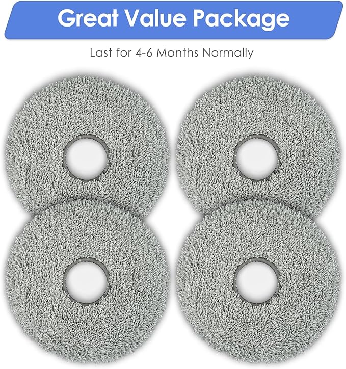 (4 Pack) L40 Ultra Replacement Mop Pads for Dreame X50 Ultra/ X40 Ultra/ X30 Ultra/ L10s Ultra/ L10s Pro Gen 2/ L10s Pro Ultra/ L10s Plus/ Mova P10 Pro Ultra Robot Vacuum, Replacement Mop Cloths