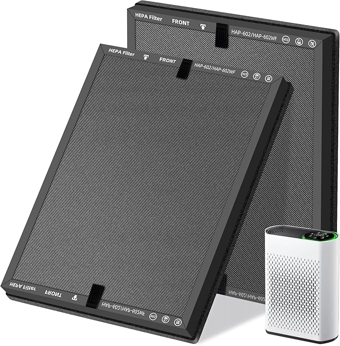 HAP602 Replacement Filter for ECOSELF HAP602/HAP602WF Air Purifier,3 in 1 High-Efficient H13 True HEPA with Acticated Carbon Filtration for Home,2 Pack