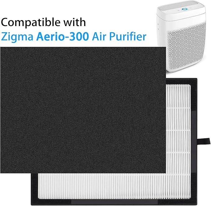 Air Purifier Filter for Zigma Aerio-300: Hepa Air Purifier Filter Replacement 1 High-Efficiency True HEPA Filter - 1 Carbon Pre-Filters Carbon filter Room Home