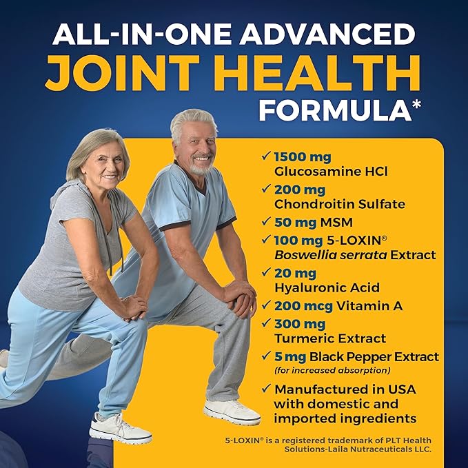 Viva Naturals Glucosamine Chondroitin MSM Joint Support Supplement, 90 Capsules - with Turmeric, Black Pepper, Boswellia and Hyaluronic Acid - Joint Health Supplement for Mobility and Flexibility