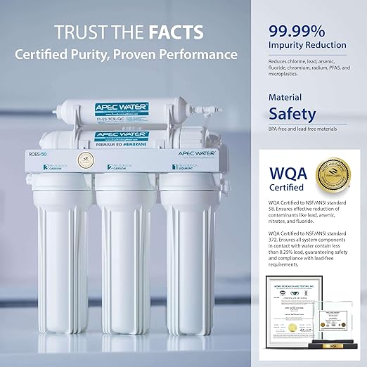 APEC Water Systems ROES-50 Reverse Osmosis Water Filter Essence Series Top Tier 5-Stage WQA Certified Ultra Safe Reverse Osmosis System