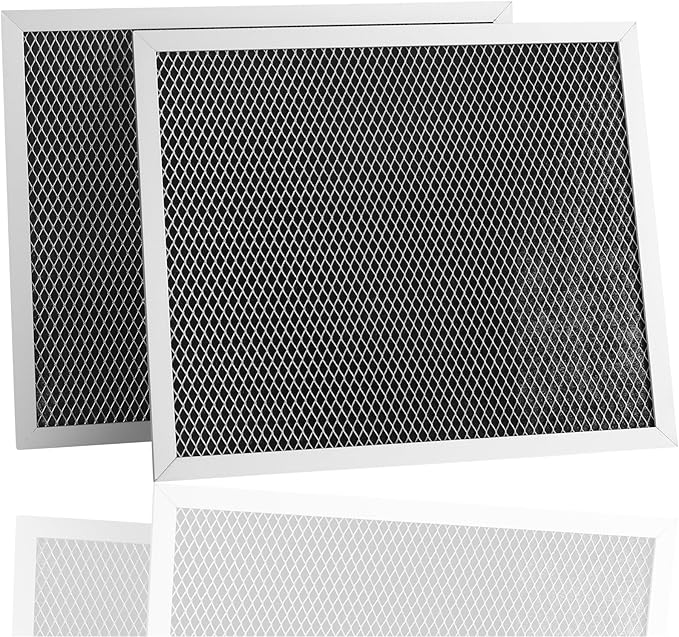 2 Pack Replacement Air Filter For 41F, 97007696, 97005687 Broan Nutone Range Hood Grease Mesh Charcoal Carbon Combo - Filter Size 8.75 x 10.5 x .44 Inches