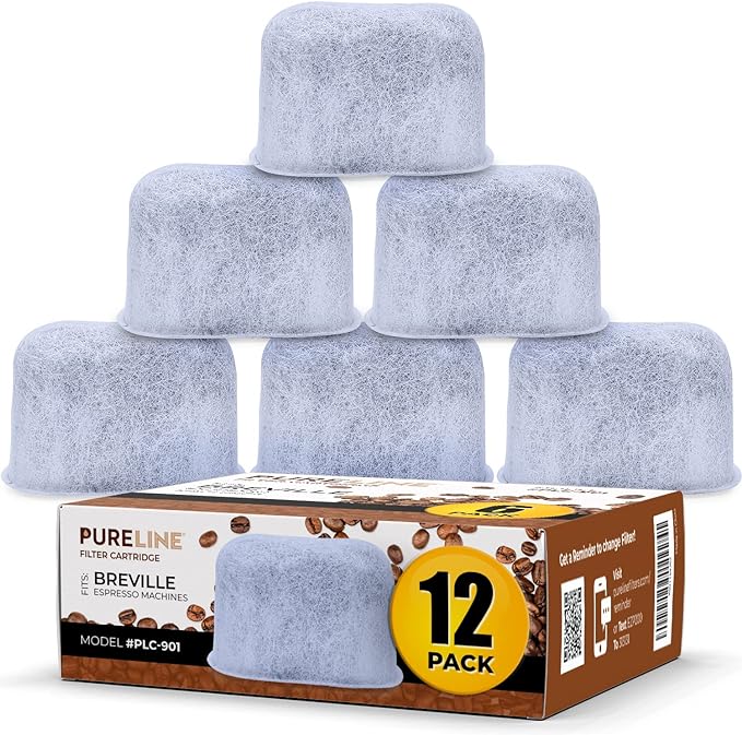 12-Pack Breville Water Filter BWF100 Replacement by Pureline, Compatible with Breville Espresso Machine