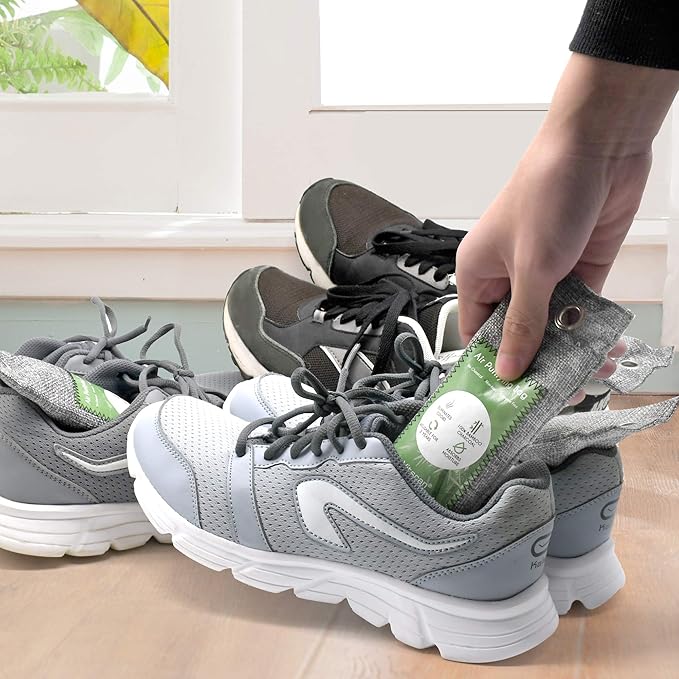 12 Pack Bamboo Charcoal Air Purifying Bag, Activated Charcoal Bags Odor Absorber, Moisture Absorber, Natural Car Air Freshener, Shoe Deodorizer, Odor Eliminators For Home, Pet, Closet (8x50g, 4x200g)