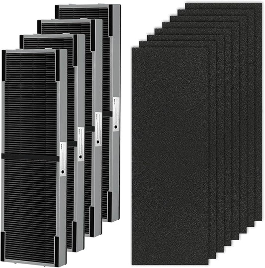 APPLIANCEMATES FLT4825 Filter B Smoke Clear HEPA Replacement for Germ Guardian AC4825 AC4300 AC4800 AC4900 AC4850,4 True HEPA Filters & 8 Activated Carbon Pre-Filters,FLT4825SM,Gray