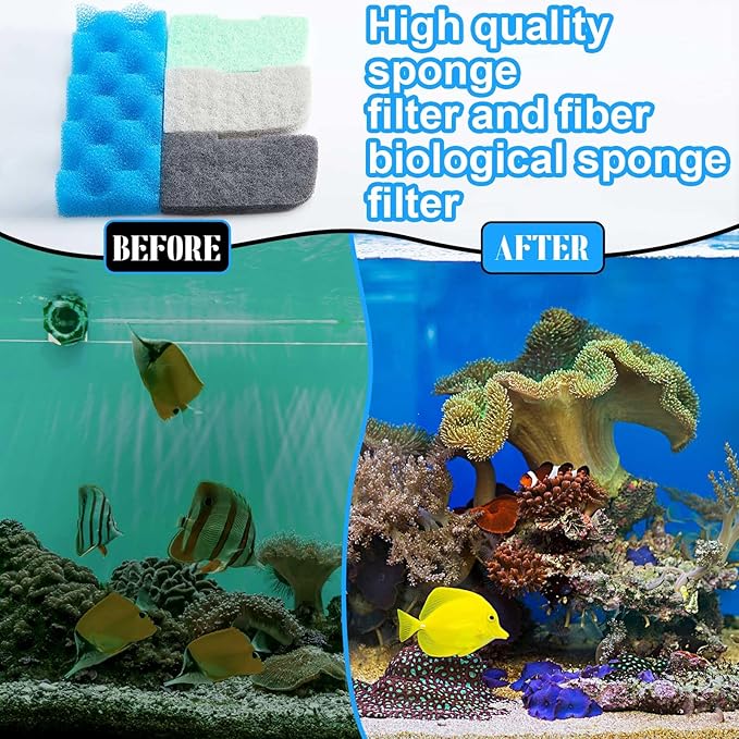 20 Pcs Aquarium Filters Replacement Filter Media Kits Compatible with Fluval 306/307, Including 2 Biological Foams, 6 Ammonia / 6 Phosphate / 6 Nitrite Remover