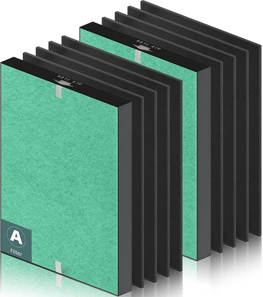 115115 HEPA Toxin Absorber Replacement Filter A for Winix PlasmaWave Air Purifier C535 5300 5300-2 6300 6300-2 P300 AM90 C909 9800, 2 x True HEPA Size 21 Filter + 8 x Carbon Pre-Filters, Green