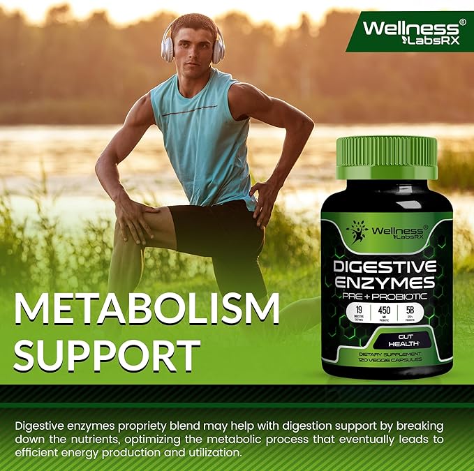 Digestive Enzymes with Probiotics and Prebiotics, 450mg, 5 Billion CFUs - Pure Super Digestion Capsules - Digestive Enzymes for Women & Men Support Digestion & Gut Health - 120 Count (Pack of 2)