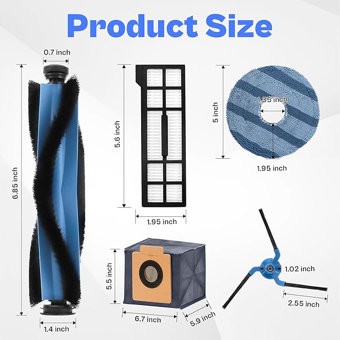 21 Pack X10 Pro omni Replacement Parts compatible with Eufy X10 Pro Omni Robot Vacuum Accessories, 1 Main Roller Brush, 6 Dust-Bags, 4 Side Brushes, 4 Mop Pad, 1 Cleaning Brush, 4 Filters LUXRILIX