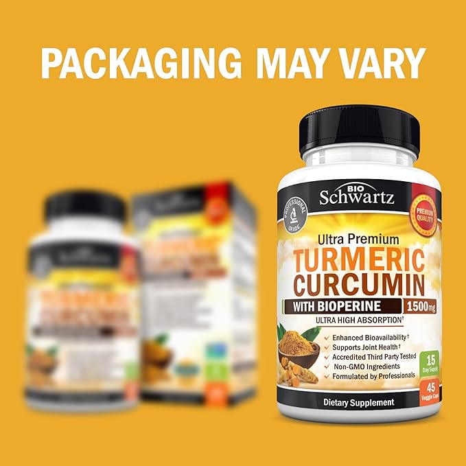 Turmeric Curcumin with Black Pepper Extract 1500mg - High Absorption Ultra Potent Turmeric Supplement with 95% Curcuminoids and BioPerine - Non GMO Tumeric Capsules for Joint Support - 45 Capsules