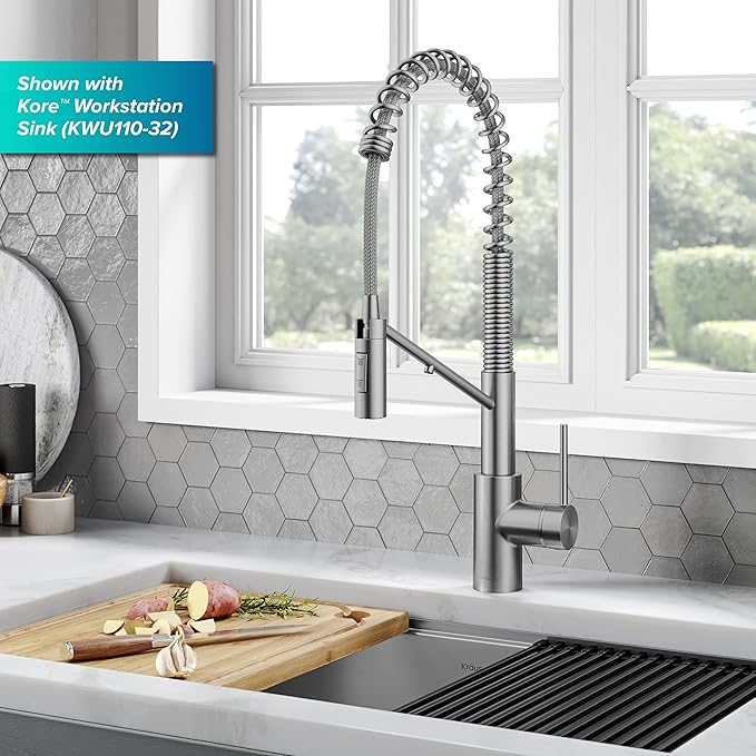 KRAUS Oletto 2-in-1 Commercial Style Pull-Down Single Handle Water Filter Kitchen Faucet for Reverse Osmosis or Water Filtration System in Spot-Free Stainless Steel, KFF-2631SFS