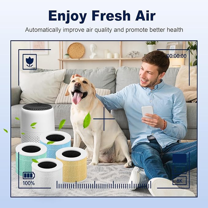 Core Mini Pet Care Replacement Filter for LEVOIT Core Mini and Core Mini-P Air Purifier, 3-in-1 H13 True HEPA High-Efficiency Activated Carbon, Core Mini-RF-PA, 6 Filter & 10 Fragrance Sponge, Yellow