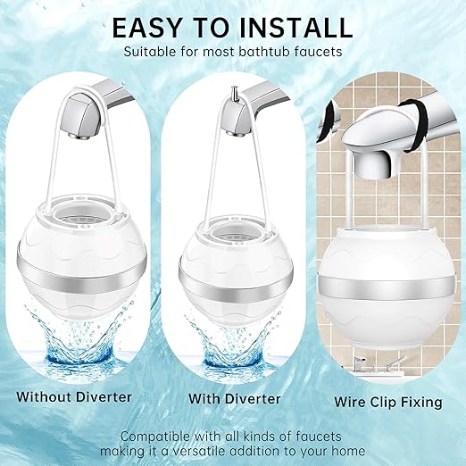 Bath Filter for Tub Faucet - 8 Stages Bath Water Filter, Hard Water Softener, Remove contaminants, lmproved Skin, Hair, and Nail Condition, It's BPA-Free (White)