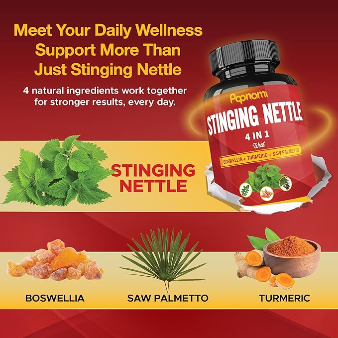 Stinging Nettle Extract Capsules with Boswellia, Turmeric & Saw Palmetto - 2 Month Supply for Joint, Body Management, Skin, Hair & Immunity