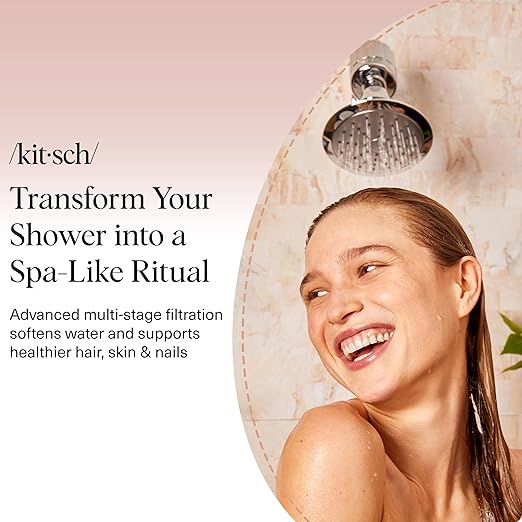Kitsch Shower Head Filter For Hard Water – Water Softener & Removes Heavy Metals – Shower Filter for Softer Skin & Hair, Bathroom Accessories - Chrome