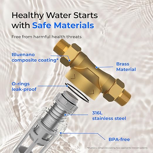 Waterdrop Spin Down Sediment Filter, Backwash Whole House Water Filter System for City/Well Water, 100 Micron+500 Micron, 1" MNPT + 3/4" FNPT + 3/4" MNPT, Traps Sand, BPA Free