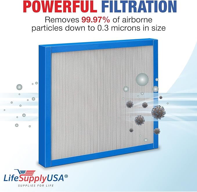 LifeSupplyUSA True HEPA Filter Replacement Compatible with HoMedics Filter Replacement AF-100FL, 100 CADR Air Purifier