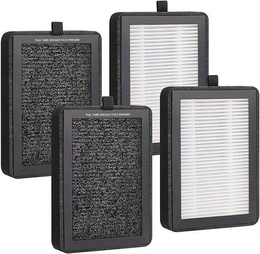 4 Pack LV-H128 Replacement Filter for Levoit Air Purifier, Compatible with LV-H128 / PUURVSAS (HM669A) / ROVACS (RV60) Air Purifier, 3 in 1 True HEPA Filtration System