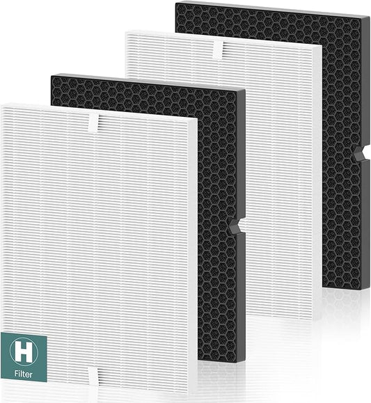 116130 Replacement Filter H for Winix 5500-2 AM80 Plasmawave Air Purifier, Includes 2 Pack True HEPA Filter and 2 Pack Activated Carbon Filter