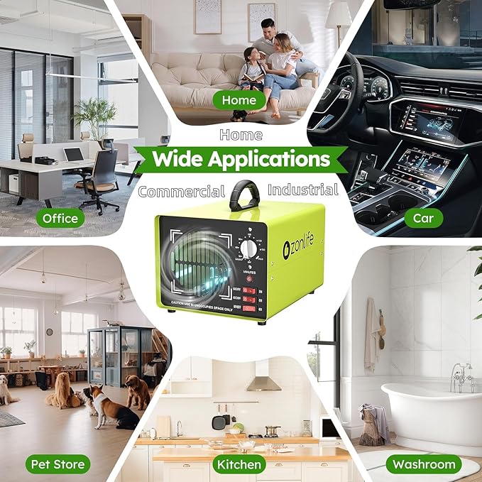 Powerful Dual Ozone Plate Professional 25g/50g Odor Eliminator Machine Ionizer Generator Air Purifier for Large Spaces, Industrial, Home