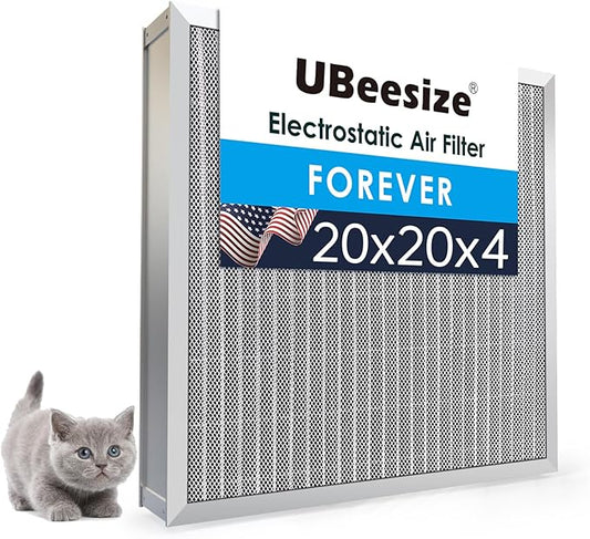 UBeesize 20x20x4 Reusable Electrostatic Air Filter HVAC AC Furnace Filter,Washable, Lasts a Lifetime,Permanent Air Filter,Breathe Fresher,Home And Office(Actual Size:19.37x19.37x3.58Inch)