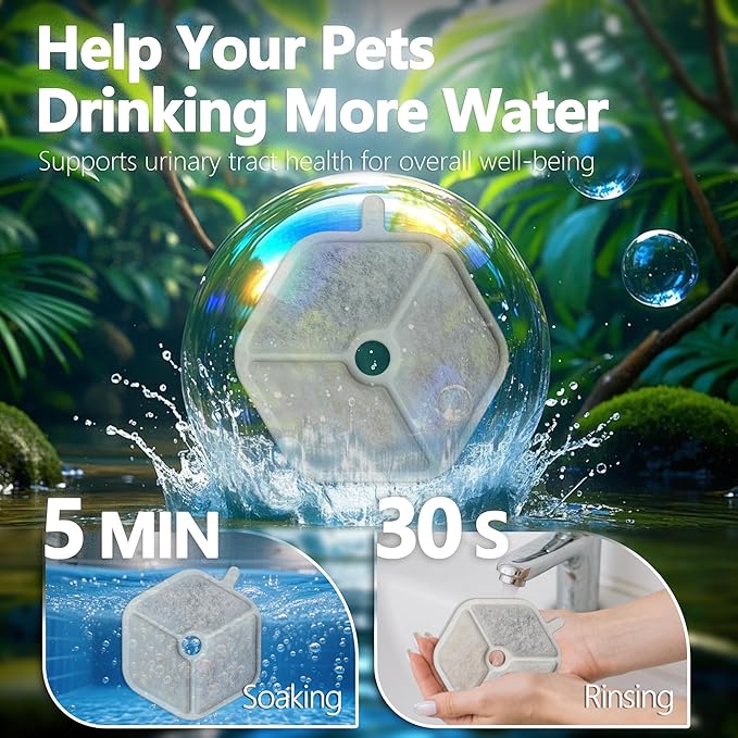 12+12 Pcs Cat Water Fountain Filters Replacement Compatible with Smartoo 152oz/4.5L Wireless Cat Fountain, Pet Water Fountain Filter with Pre-Filter Sponges