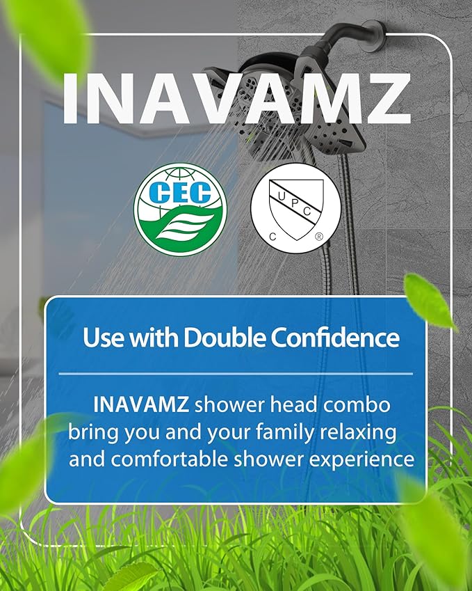 2.5GPM Shower Heads with Handheld Spray Combo: 7.5 Inch Rainfall Shower Head & 10 Spray Settings Detachable Shower Head, Adjustable Dual Showerhead with Hose, Nickel