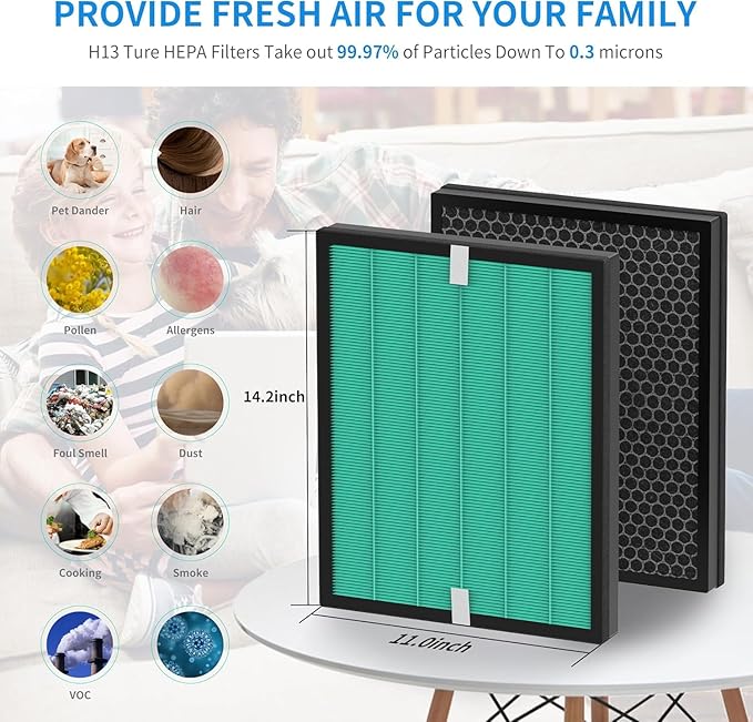 Airmega 150 Filter Replacement Compatible with Coway Airmega 150 (AP-1019C) & Airmega 160 Air Purifiers, Green True HEPA and Enhanced Activated Carbon Filter, Part＃AP-1019C-FP Upgraded Version 2 Pack