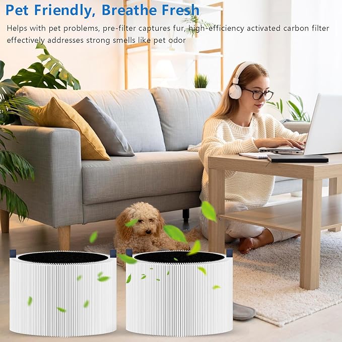 211i Max Replacement Filter Compatible with Blue Pure 211i Max Air Purifier. Blue Pure F2MAX, 3-in-1 H13 Ture HEPA and High-Efficiency Activated Carbon Filters