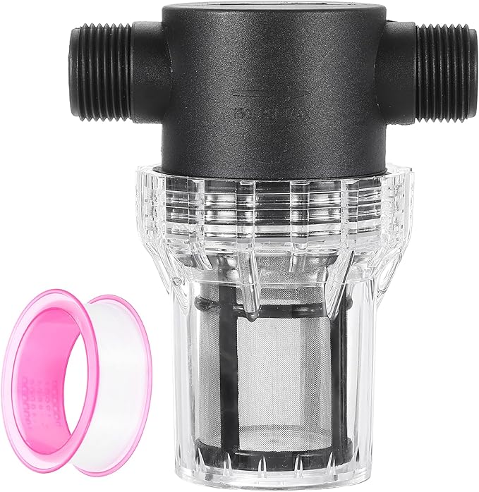 uxcell Pressure Washer Filter 3/4" NPT Female Thread, Inline Mesh Strainer Attachment, Outlet for Pipe Strainer, Stainless Steel Screen with Sealant Tape (Size:80 Mesh)