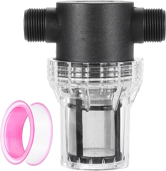 uxcell Pressure Washer Filter 3/4" NPT Female Thread, Inline Mesh Strainer Attachment, Outlet for Pipe Strainer, Stainless Steel Screen with Sealant Tape (Size:80 Mesh)