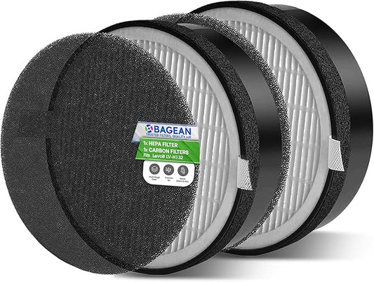 Bagean LV-H132 Replacement Filter Compatible with Levoit Filter Replacement for Levoit Air Purifier - H13 True HEPA Filters captures 99.97% particles and Activated Carbon Freshens the Air (2-Sets)