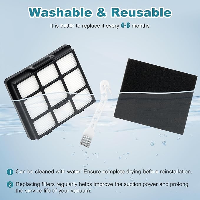 14 Pack NEN170 Replacement Parts Compatible with Eureka NEN170 bagged Canister Lightweight Vacuum Cleaner for Carpets and Floors, 10 Dust Bags, 2 Inlet Filter Sponge, 1 HEPA Filter, 1 Cleaning Brush